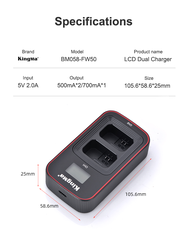 Sony NP-FW50 | Pin và Dock Sạc máy ảnh Kingma Sony ZV-E10 A7 A72 A7R A7R2 A7S A7S2 A6500 A6400 A6300