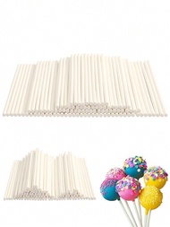 100 件/包 Diy 白色棒棒糖棒,一次性紙蛋糕棒,適用於蛋糕、棒棒糖、硬糖、吸盤、巧克力色和家庭廚房用品配件