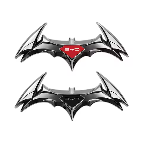 3D Car Stickers Universal Metal Stickers, Bat Shape Badge Car Stickers for BYD Tang EV600 Han EV Yua