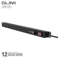 GLINK GPDU-14 ปลั๊กไฟ 12 ช่อง มีจอ LCD+Overload+Surge 16A 3600W (สาย 3m)