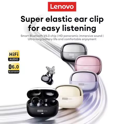 Choice Lenovo LE302 OWS Ear clip Wireless Earphones Low Latency HD Call Bluetooth Headphones HiFi Mu