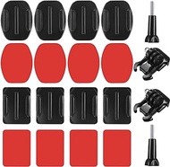 18 Set Helmet Adhesive Sticky Mounts, Flat Curved Adhesive Helmet Sticky Mounts with Accessories Kit, Compatible with GoPro Hero 10/9/8/7, Fusion, 6/5/4, Session, 3+/3/2/1, Action Camera