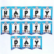 banner flag bunting flag garland flag ulang tahun happy birthday motif karakter chelsea fc CHELSEA F