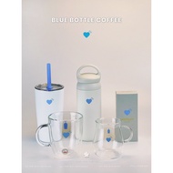 Japanese Blue Bottle Coffee Blue Bottle Human Made Blue loving heart Glass thermos cup