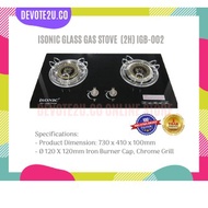 🔥 Ready Stock🔥 ISONIC IGB-002 Built-in Glass Stove Double Burner Gas Hob Gas Cooker