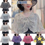 ZAIJIEE Sun Protection Shawl, Colorful Design Thin Material Ice Silk Shawl, Versatile Hollow Out Hoo