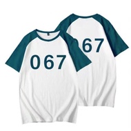 2025 Squid Game Blue Raglan 456  001  218 067 T-Shirt Fashion Oversized Unisex Tops Tees Trendy Over