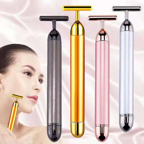 24k Gold Face Lift Bar Roller Vibration Slimming Massager Facial Stick Facial Beauty Skin Care T Sha