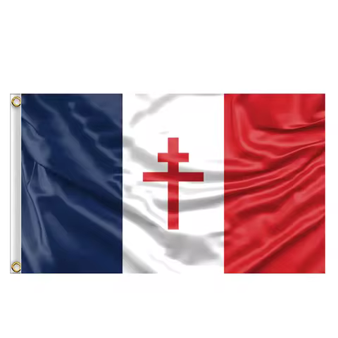 French Resistance Flag/Flag of Free France Lorraine Cross Flag