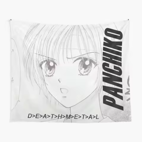 Anime Girl PANCHIKO Line Art Tapestry Wall Hanging Japanese Kawaii DETHMETAL Decoration Bedroom Livi