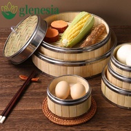GLENESIA Steamer Basket Dim Sum Gift Idea Bamboo Lid Kitchen Gadget Woven Bamboo Chinese Food Steame
