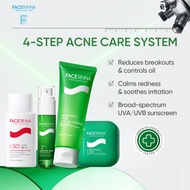 FACERINNA-4pcs ACNE CARE SYSTEM Soothes  Acne-Prone Skin Skincare Cleanser UVA/UVB Defense SPF50+ PA