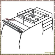 [S D K G] Metal Roof Rack Roll Cage Luggage Tray with LED Light Bar for 1/10 RC Crawler Car Axial SC