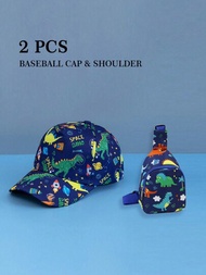 2入組兒童恐龍棒球帽和背包,適合男孩外出收藏,是生日的好禮物