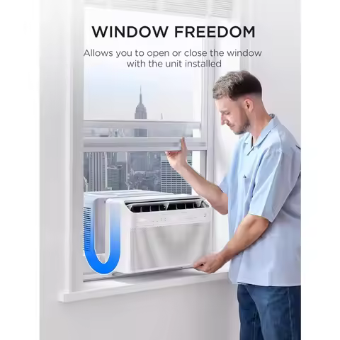 8,000 BTU U-Shaped Smart Inverter Window Air Conditioner | Cools 350 Sq Ft, Remote Control (Updated 