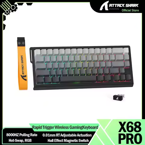 ATTACK SHARK X68PRO HE 65% Rapid Trigger Wireless Gaming Keyboard,8000Hz,Adjustable Actuation,5000mA