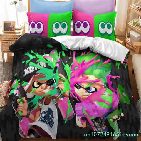 Popular Splatoon 2 Game Printed Bedding Set 3d Cartoon Duvet Cover Set Pillow Case Twin Full Queen K