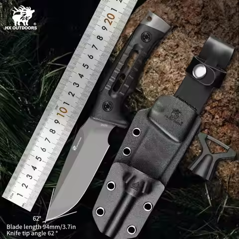 HX OUTDOORS DC53 Hunting Knife ,Survival Camping Knives Fulltang Knives Rescue EDC Fish Tool With Ke