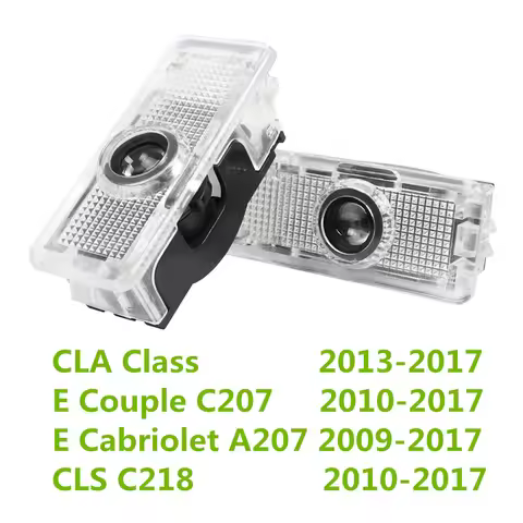 2X For Mercedes Benz E Couple CLA Class C207 A207 CLS C218 LED Car Door Logo Projector 3D Ghost Shad