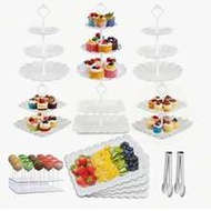 3-Tier White Cake Stand - Multifunctional Dessert And Cupcake Display Tower With Trays, Suitable For