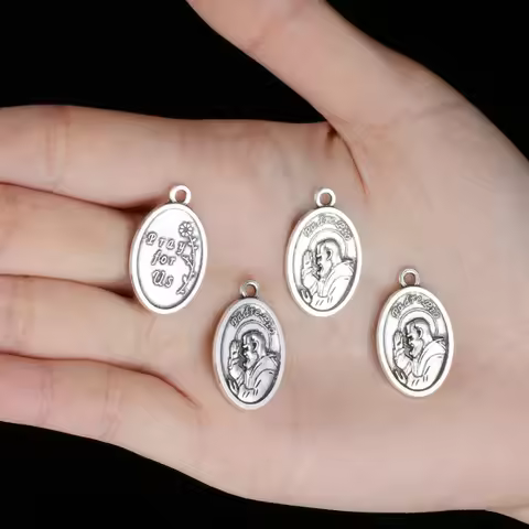 Diyalo 10Pcs Catholic St. Padre Pio Charms Patron Saint Padre Pio Pendants for DIY Necklace Jewelry 