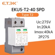 ETEK SPD AC House อุปกรณ์ป้องกันไฟกระชาก 275V Protector Arrester Protection Type  T2  20KA -40KA 2P/