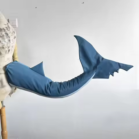 Game Virtual Idol Gura Shark Tail Cosplay Prop Costume Accessories Blue PU Leather Tail For Game Par