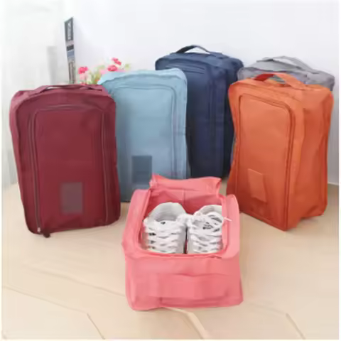 Portable Waterproof Shoes Bag Organizer Storage Pouch Pocket Packing Cubes Handle Nylon Zipper Shoe 