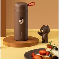 Korean Line brown Joyoung Line Friends Portable thermal bottle glass cup milk Double layer Wall Heat Resistant