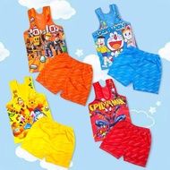 Children's Set Tank Top + Shorts Glossy Fabric Reflective Color Cartoon Pattern Size S For Children 
