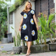 Daster Pendek Busui XXL Resleting - Daster Rayon Motif Bunga Daisy