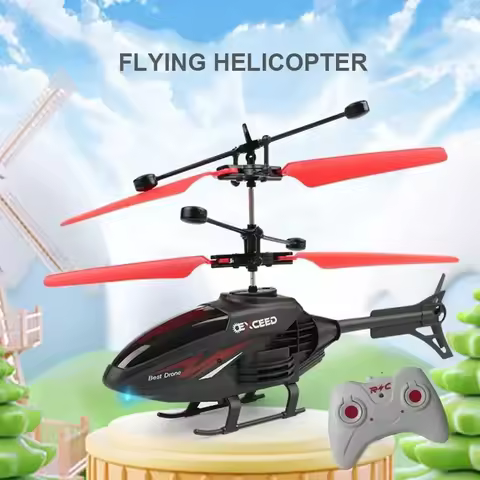 Remote Control Induction Helicopter Dual-mode Suspended Aircraft with Lighting Anti Drop and Collisi