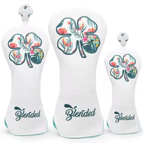 Golf Head Cover White Lucky Clovers High Quality Golf Club Head Covers Golf Fariway Wood Covers Hybr