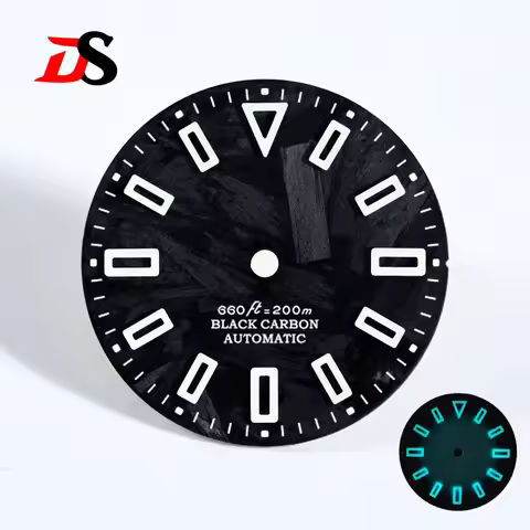 28.5mm Carbon Fiber Dial Hollow Index BGW9 C3 Lume Suitable for NH35/ETA2824 SW200 MIYOTA 9015 9039 