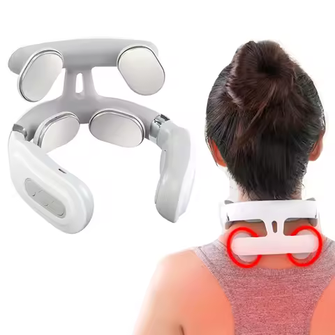 4 Head Electric Back Massage Instrument Heating Spine Protection Massager 6 Modes Hot Pressing Massa