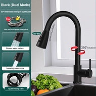 GUGA Kitchen faucet 304 stainless steel faucet pull-out kitchen sink faucet black/silver faucet 360°