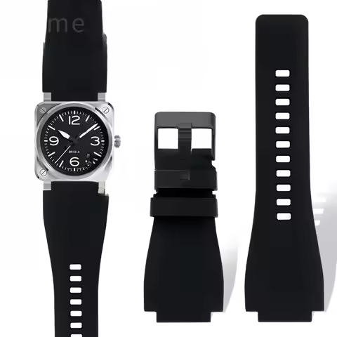 Waterproof Breathable Silicone Watchbands for Bell Ross BR01 BR03 Series Convex Interface Soft Comfo