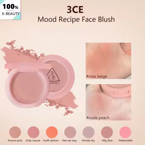 3CE Mood Recipe Face Blush,Silky Powder,Natural Color Payoff,Long-Lasting Wear,Complete Makeup,Korea