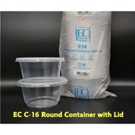 (50Set) C-16 Round Container with Lid / Disposable Plastic Bekas / Makanan Bulat Plastik