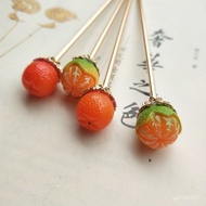 ((Orange Cooked Understand) Hanfu Accessories Orange Hairpin Handmade Antique Cute Simple Versatile 