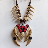 Tribal + Skull Resin Fang Necklace - Unique Handmade Necklace