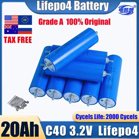 20Ah 40135 Lifepo4 Rechargeable Lithium Ion Battery Pack C40 DIY 12V 24V 48V for E-Tools Motorcycle 