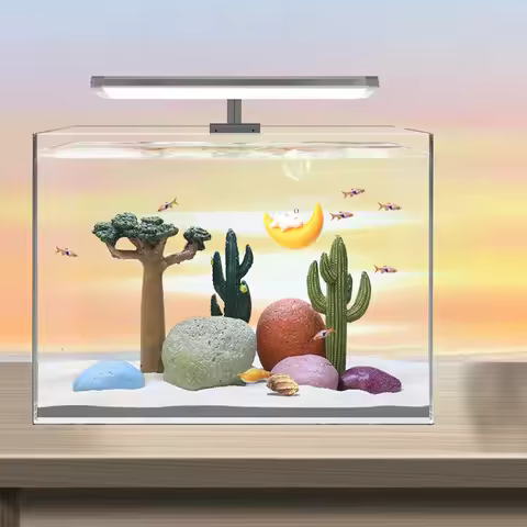 Desert Landscape Aquarium Decor Set Artificial Cactus Baobab Tree Colored Stones Creative Micro Land