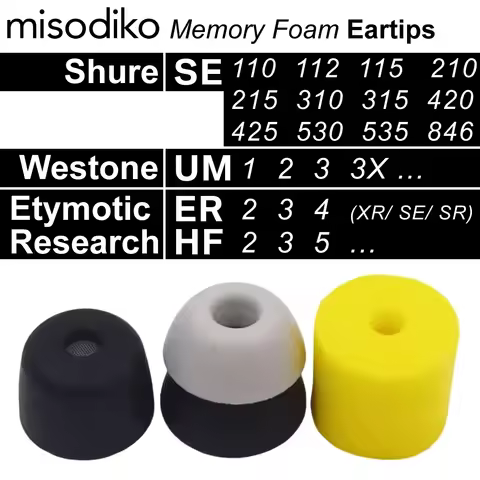 misodiko Memory Foam Ear Tips Replacement for Earphones Shure SE215 SE315 SE535 SE425 SE846/ Etymoti