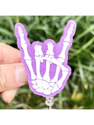 1PC I Love You Hand Skeleton Nurse Badge Reel Holder Retractable Badge Clips Radiology Xray Funny Ba