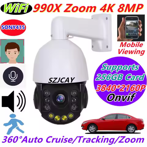 CamHipro SONY415 8MP 4K WiFi Camera,4G 990X Zoom POE PTZ IP Camera ,Outdoor Auto Tracking Video Surv