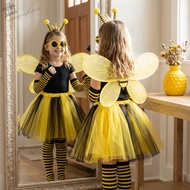 AUGUSTINA Bee Cosplay Wings Suit, Bugs Sparkle Yellow Bee Fly Wings, Lightweight Handmade Craft Elas