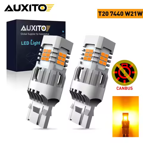 AUXITO 2Pcs T20 7440 LED Bulb Canbus W21W WY21W Car Turn Signal Lights Lamp For Audi A3 Ford Focus J