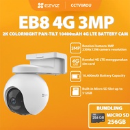Ezviz EB8 4G 3MP 2K COLORNIGHT PAN-TILT 10400MAH 4G LTE BATTERY CAM FREE MICRO SD 256GB