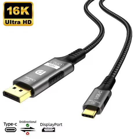 16K DP2.1 Type-C to DisplayPort Cable 80Gbps 16K@60Hz Audio-Visual Transmission Thunderbolt 4 Compat
